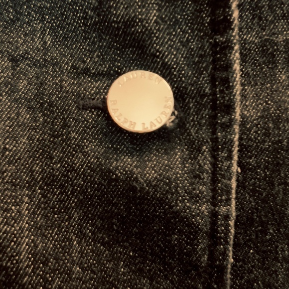 Lauren Ralph Lauren women's denim blazer size 10 black jean jacket classic slim - Picture 3 of 8